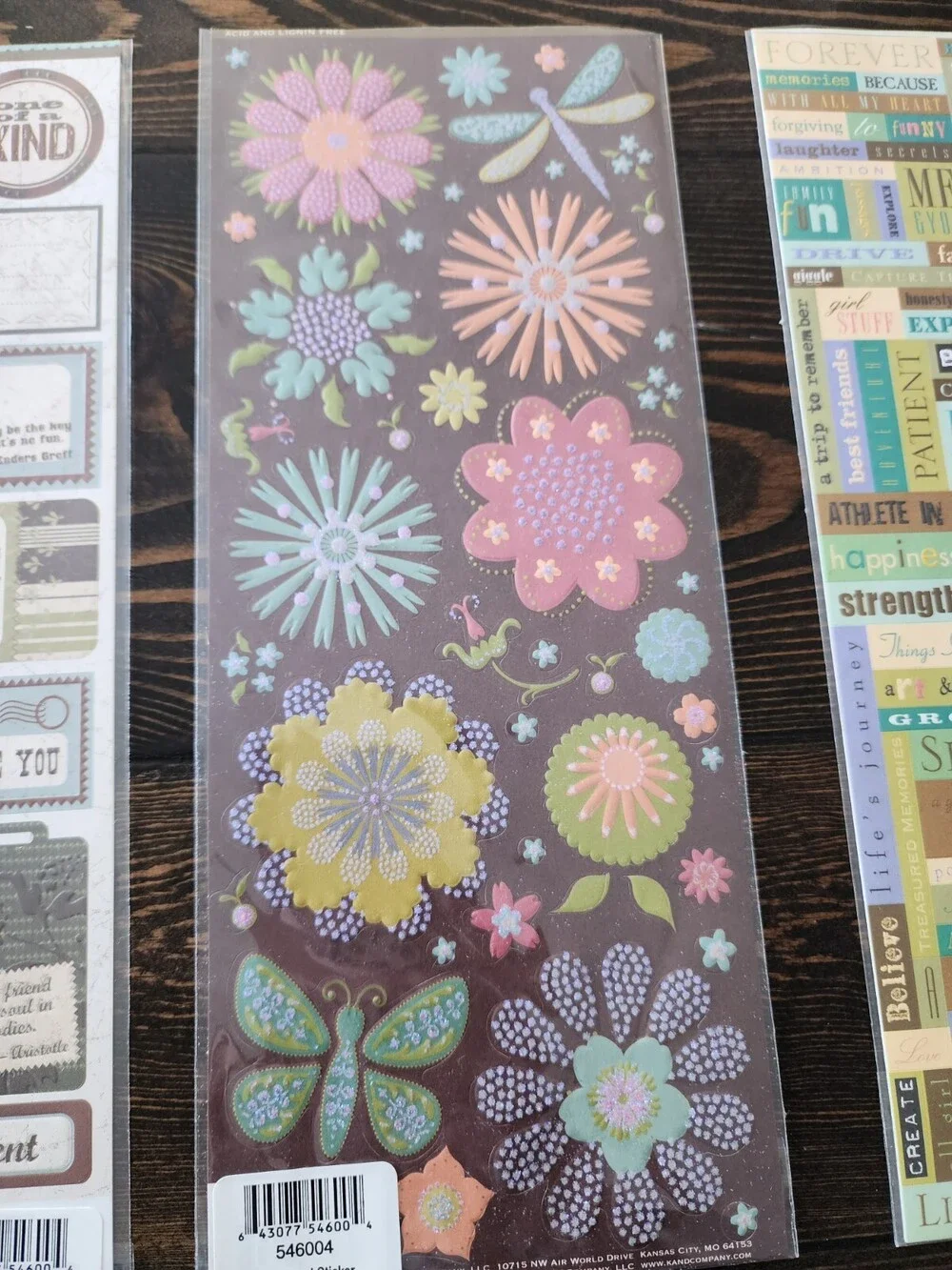 Scrapbooking Stickers - Flowers Groovy Jumbo Sheets - K&Co Lot New Retired #22